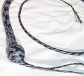 4ft Blue and Black 20 plait Signal whip with Box Pattern Knot B